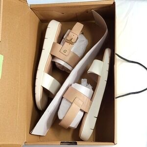 Aldo Womens Tan and Cream Colored Love Planet Strap Sandals Size 5